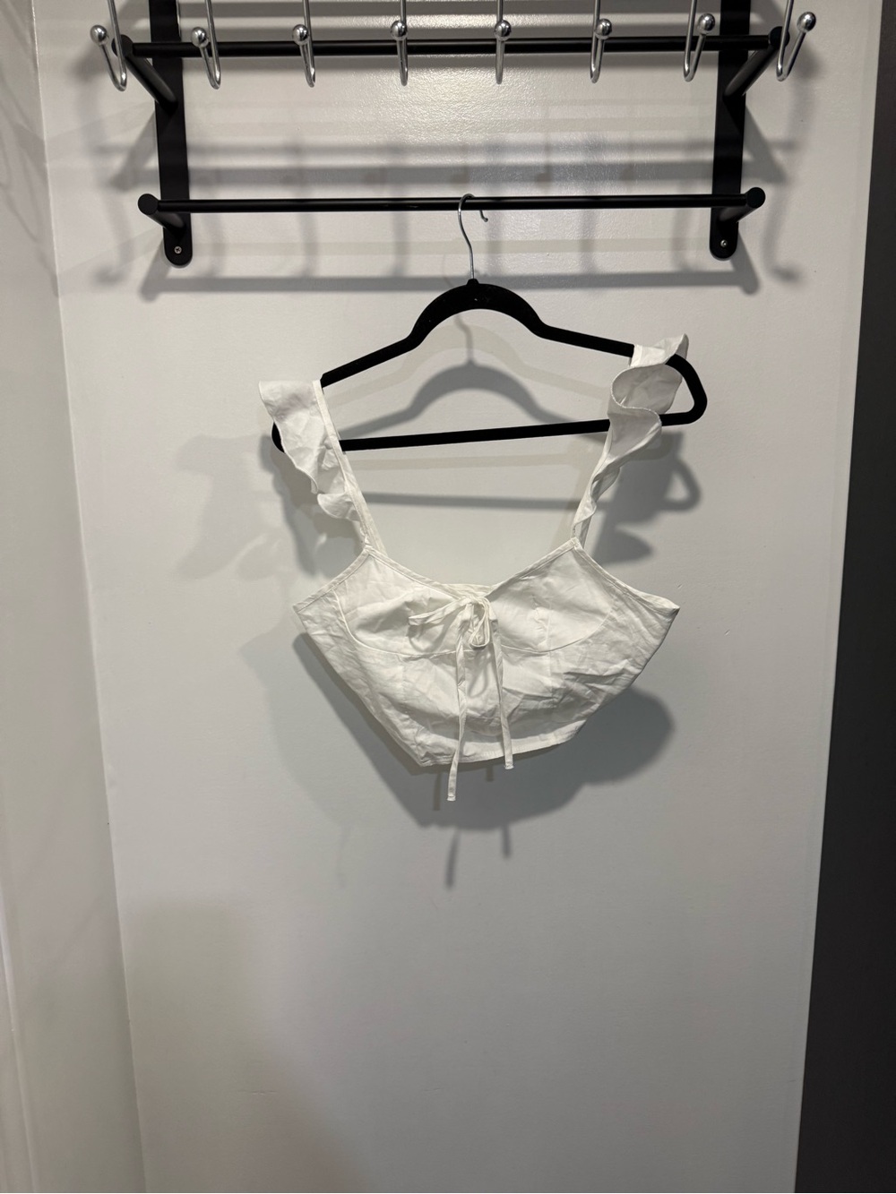 Misguided White Ruffle Strap Tie-Front Crop Top